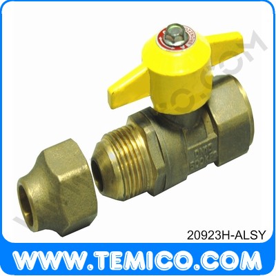 Brass ball valve for gas yellow butterfly npt (20923H-ALSY)