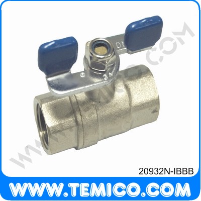 Brass ball valve for gas blue butterfly npt (20932N-IBBB)