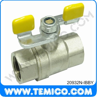 Brass ball valve for gas yellow butterfly npt (20932N-IBBY)
