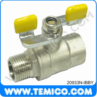 Brass ball valve for gas yellow butterfly npt (20933N-IBBY)