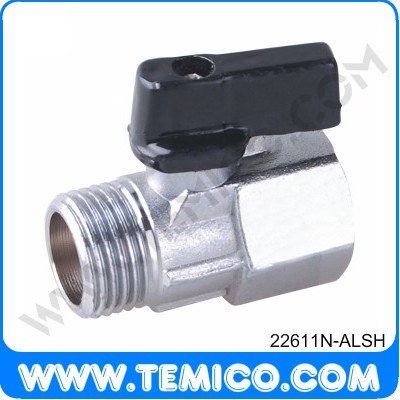 Male/female mini ball valve with aluminium handle (22611N-ALSH)