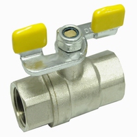 Brass ball valve for gas yellow butterfly npt(20932N-IBBY)